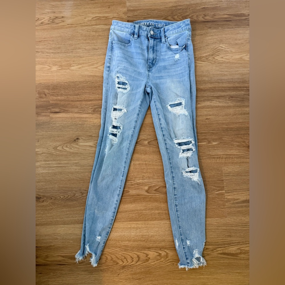 American Eagle Outfitters super hi-rise distressed jeggings - Picture 2 of 6